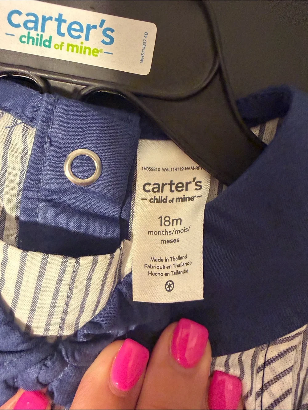 Carter's Blue Striped and Light Denim Lobster Romper Set